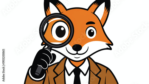 A cartoon illustration of a fox detective wearing a brown suit jacket, white collared shirt, and black tie (1)_traced