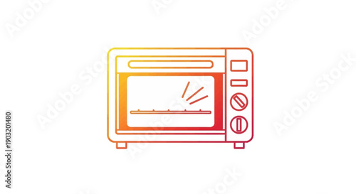 Minimalist gradient line art illustration of a modern toaster oven, perfect for kitchen appliance
