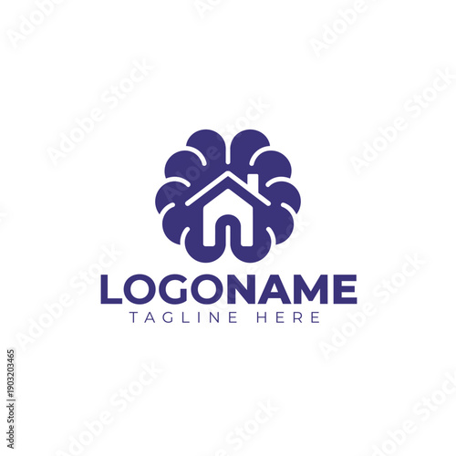 Smart Home Technology Logo - Brain House, Intelligence, and Automation