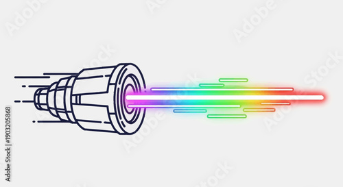 High-Speed Rainbow Data Stream: Illustrating Optical Fiber Technology and Digital Connectivity