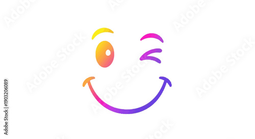 Vibrant gradient winking emoji representing happiness and playful digital communication symbol