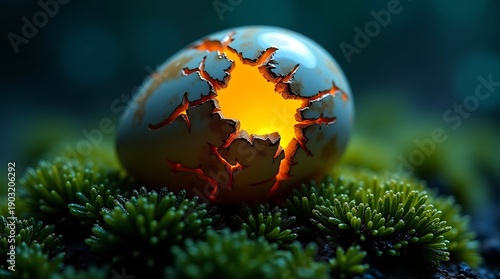 Wallpaper Mural A moody, high-contrast exploration of warm Kintsugi gold against cool alien moss. Torontodigital.ca