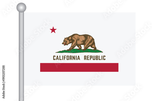 Vector Flag of California with a flagpole