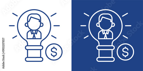 Creative Entrepreneur Blue And White Icon Style Collection