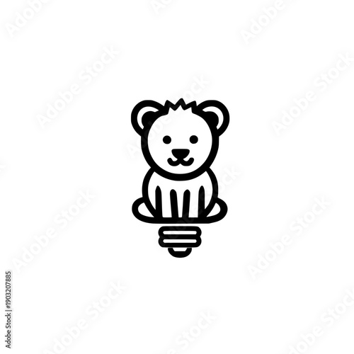 Vector artwork of young lion cub sitting concept for eco friendly innovation wildlife inspiration and clever thinking