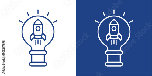 Startup Creativity Blue And White Icon Style Collection