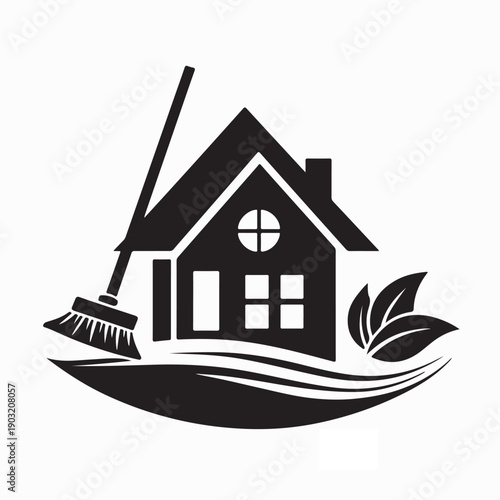 House Cleaning Service Logo Design Vector Isolated on White Background