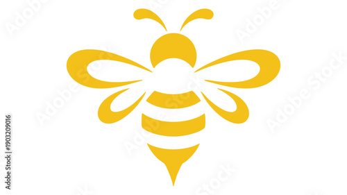 Minimalist flat design bee icon with golden accents