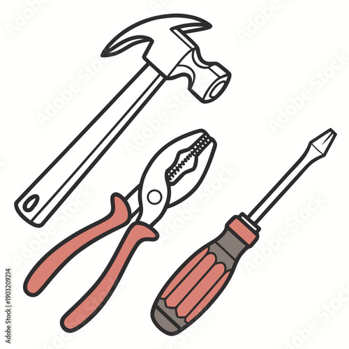 A collection of various hand tools for diy and professional use Vector