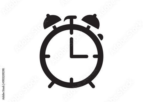 Alarm Clock Flat Icon, Editable Solid Vector Illustration