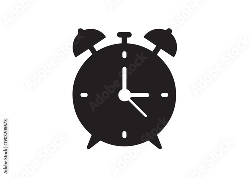 Alarm Clock Flat Icon, Editable Solid Vector Illustration