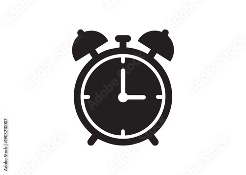 Alarm Clock Flat Icon, Editable Solid Vector Illustration