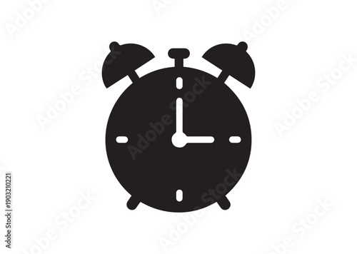 Alarm Clock Flat Icon, Editable Solid Vector Illustration