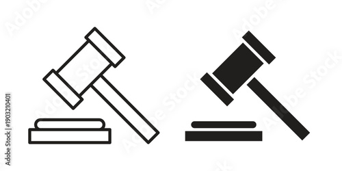 Gavel icons for graphic design, logo, Web site, social media, UI, mobile app, vector illustration