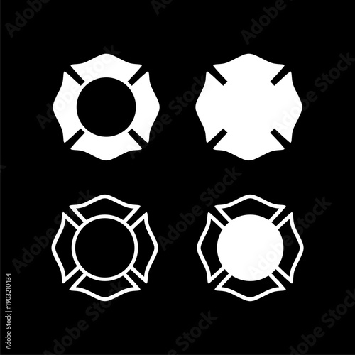 Fire department badge set icon isolated on black background
