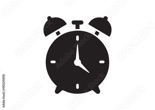 Alarm Clock Flat Icon, Editable Solid Vector Illustration