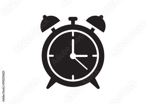 Alarm Clock Flat Icon, Editable Solid Vector Illustration
