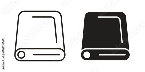 Hard drive icons for graphic design, logo, Web site, social media, UI, mobile app, vector illustration