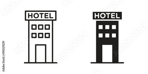 hotel icons for graphic design, logo, Web site, social media, UI, mobile app, vector illustration
