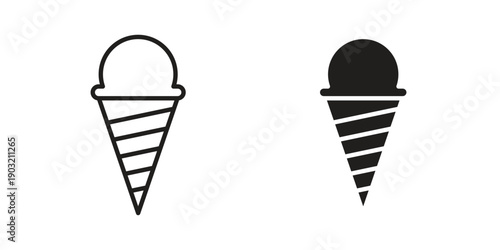 Ice cream cone icons for graphic design, logo, Web site, social media, UI, mobile app, vector illustration