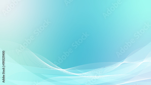 淡い水色グラデーションのウェーブ背景 透明感のあるビジネス向け 16:9