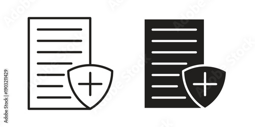 Insurance policy icons for graphic design, logo, Web site, social media, UI, mobile app, vector illustration