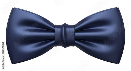 Navy blue silk bow tie isolated on transparent background for formal events
