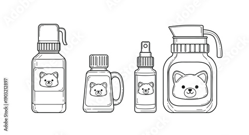 vector set of cosmetic bottles