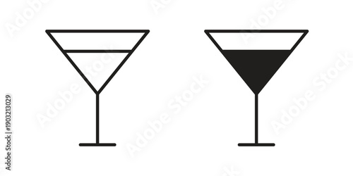 Martini glass icons for graphic design, logo, Web site, social media, UI, mobile app, vector illustration
