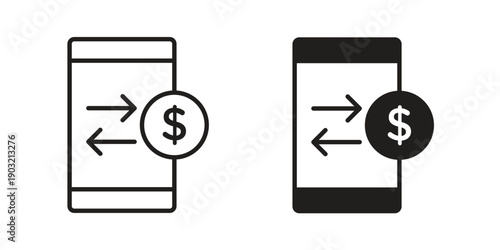Mobile banking icons for graphic design, logo, Web site, social media, UI, mobile app, vector illustration