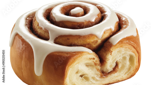 A close-up photograph of a cinnamon roll with white cream cheese icing (2)_traced