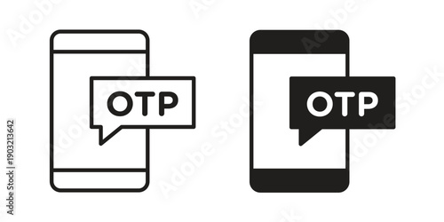 Otp sms password icons for graphic design, logo, Web site, social media, UI, mobile app, vector illustration