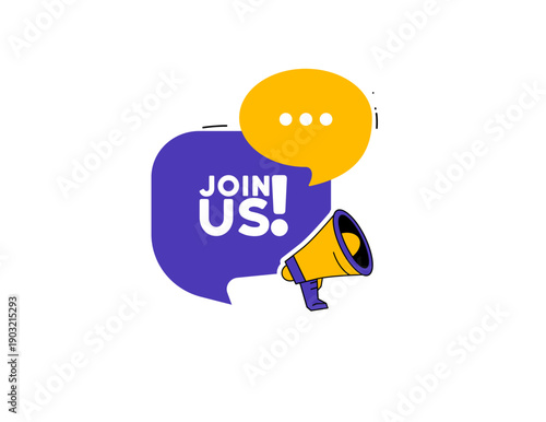 Vibrant Join Us social media announcement with megaphone