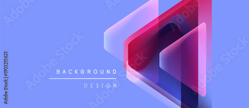 Abstract geometric shapes overlap, creating vibrant visual effect. Soft purple backdrop complements design elements. Modern, clean aesthetic.