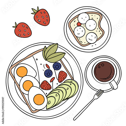 A vibrant and colorful assortment of fruits and dishes on a table.