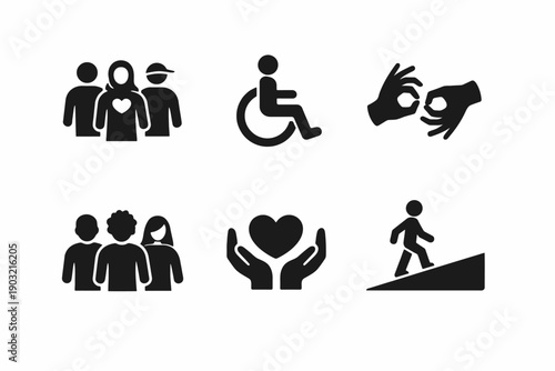 Inclusive symbols: accessibility, community, and support icons