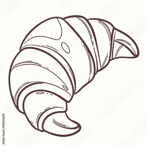 A beautifully detailed line drawing of a delicious looking croissant