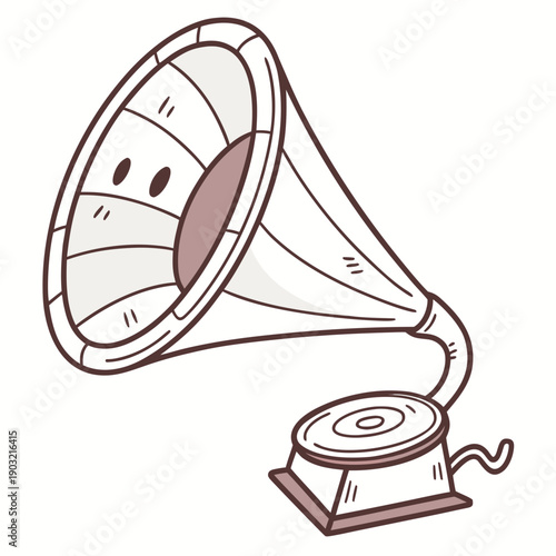 Vintage gramophone with a record player and a megaphone design