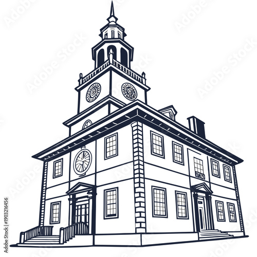 Historic building with a tall clock tower and intricate architectural details.