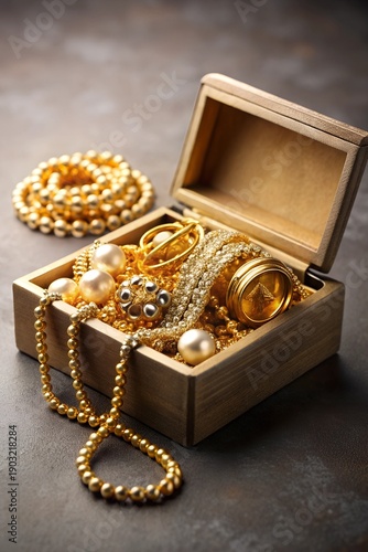 Luxury Golden Jewelry in a Box 