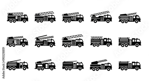 Collection of Fire Truck Icons and Illustrations.