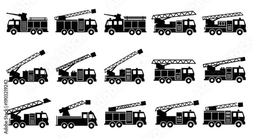 Collection of Fire Truck Silhouettes.