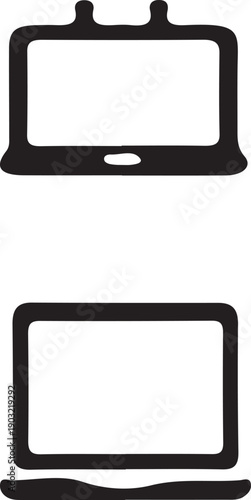 Universal Laptop and Computer Computing Essential Solid Vector Icon Set