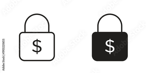 Fixed price icon suitable design silhouette and line art style on white background