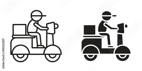 Food delivery icon suitable design silhouette and line art style on white background