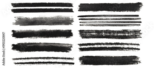 Vintage grunge abstract brush stroke set texture. artistic rough grunge brush strokes bundle and black splash stains creative sketch pattern design.