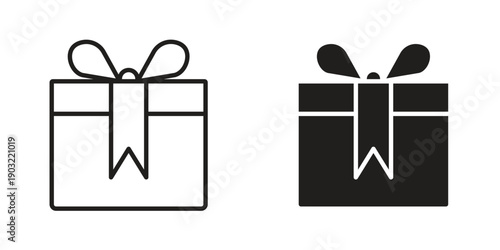 Gift box icon suitable design silhouette and line art style on white background