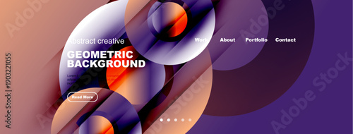 Modern website header design. Fluid shapes, gradient colors, text elements present. Navigation menu visible, clean aesthetic.