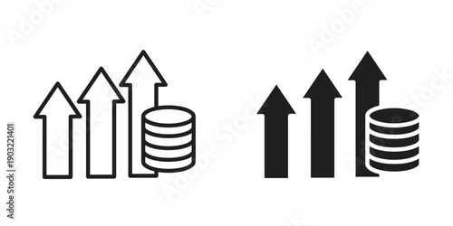 High revenue icon suitable design silhouette and line art style on white background