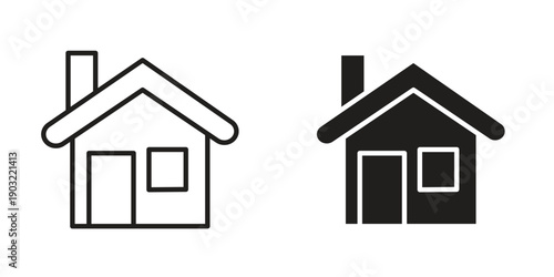 Home icon suitable design silhouette and line art style on white background